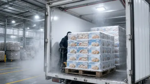 冷冻货物装入冷藏车